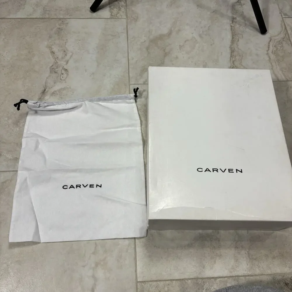 Carven Leather Boots Womens 6 Western Side Zip Embroidered Original Box Dust Bag